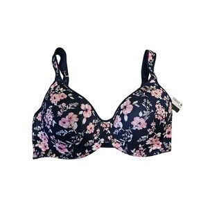 NWT 40D LAURA ASHLEY BRA Underwire Navy Blue Floral